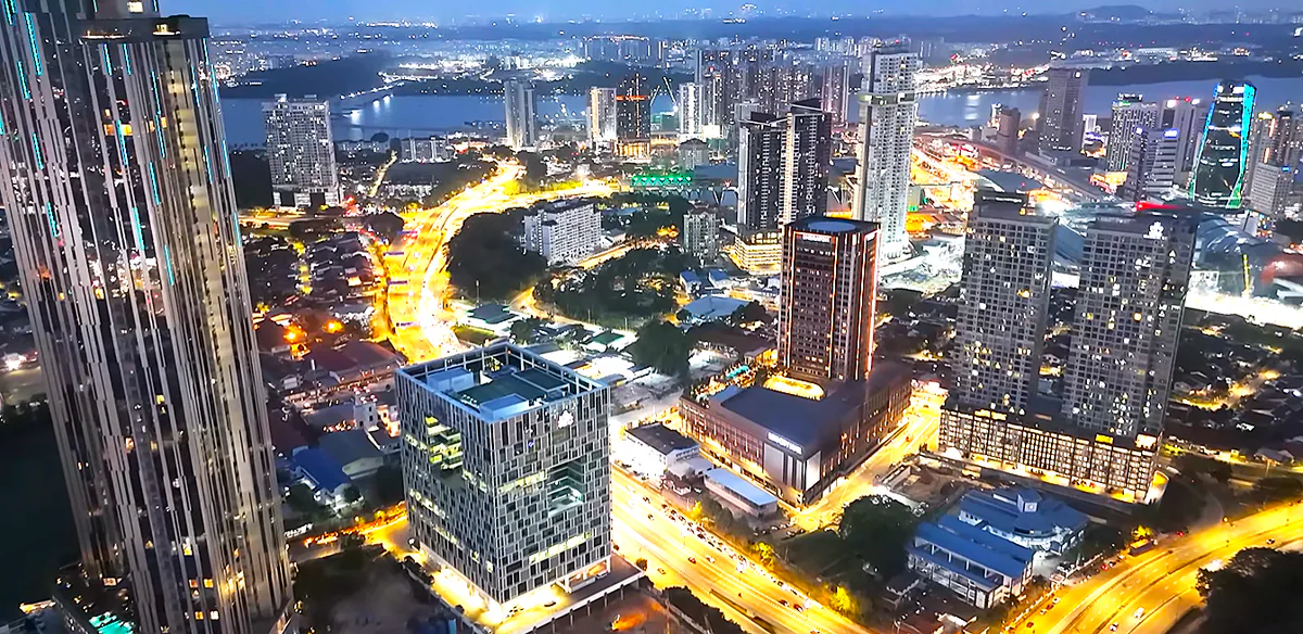 Johor Bahru city lights after dark